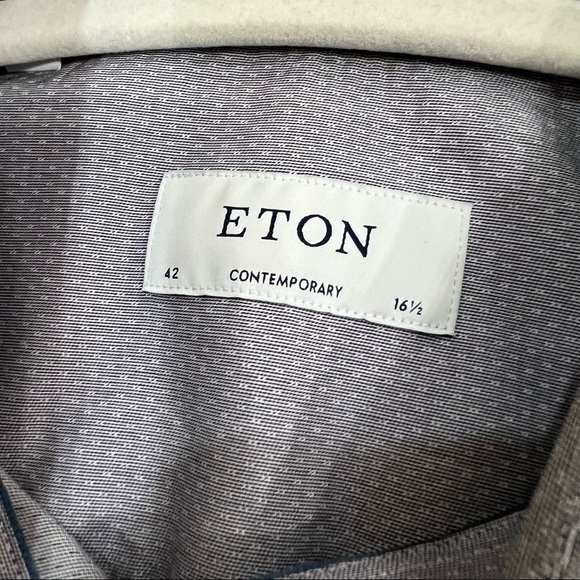 ETON Micro Check Contemporary Dress Shirt Size 42 16 1/2 Office Preppy Normcore - Picture 4 of 9